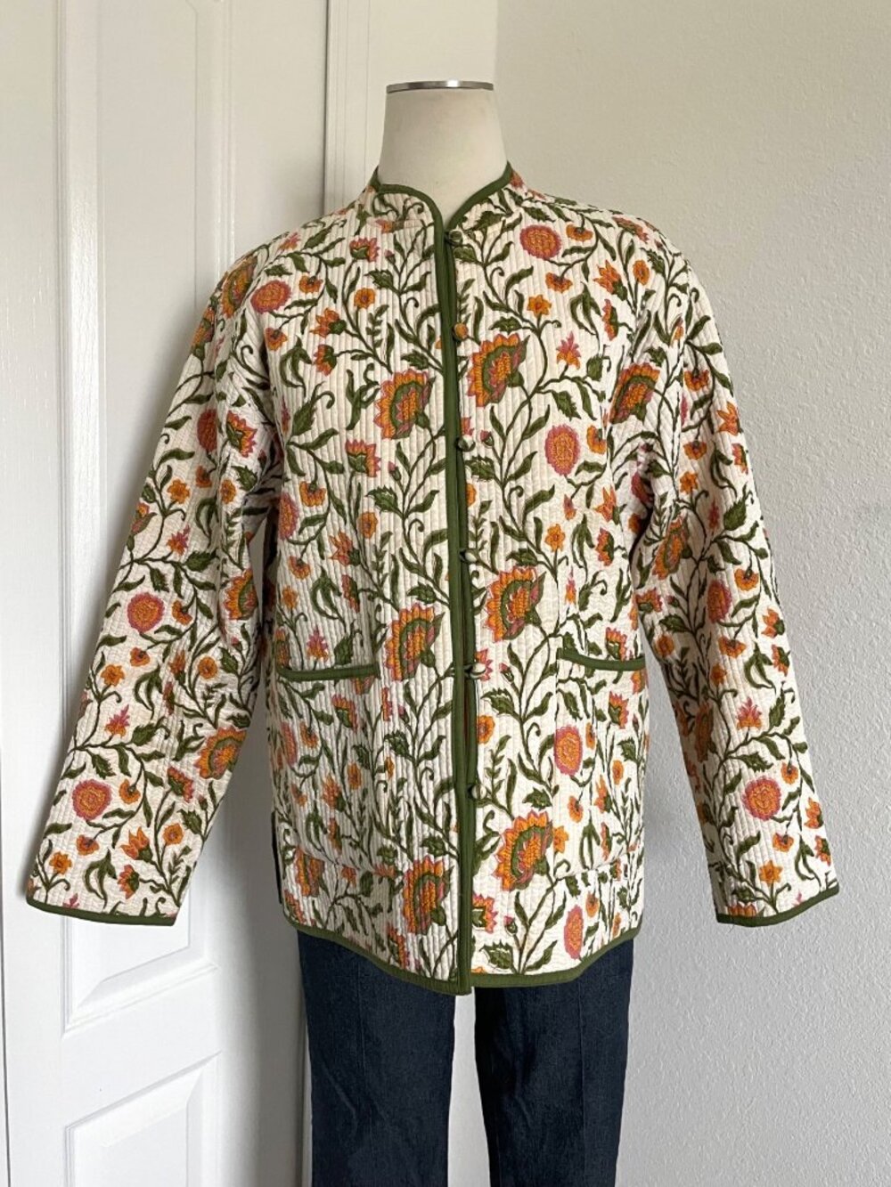 Vintage Jackpot New York Quilted Floral Bohemian Cotton Jacket Womens Size Small